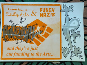 Handfinished ACBF 2021 print - Punch Nazi’s - A steel fist in a velvet glove