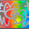12 Holographic bunnies - Chrome Krink bunny tags on holographic card