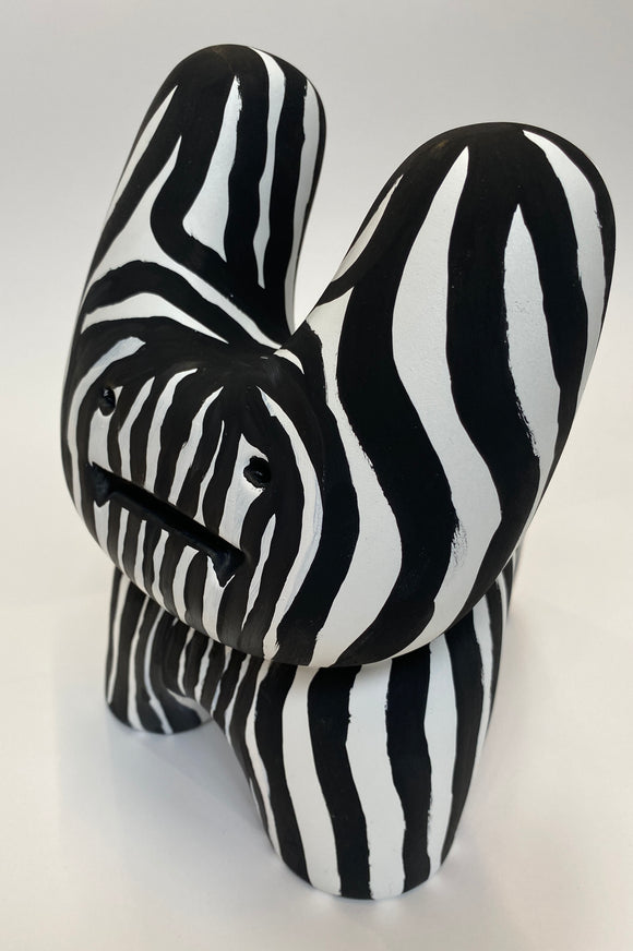 HANDFINISHED BIG BUNNY - zebra face