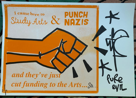 Handfinished ACBF 2021 print - Punch Nazi’s in the dick FRAMED