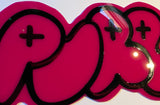 Perspex PURE Throwie - Pink Handcut Acrylic Pure Evil Tag - Ekaterina