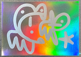 12 Holographic bunnies - Chrome Krink bunny tags on holographic card