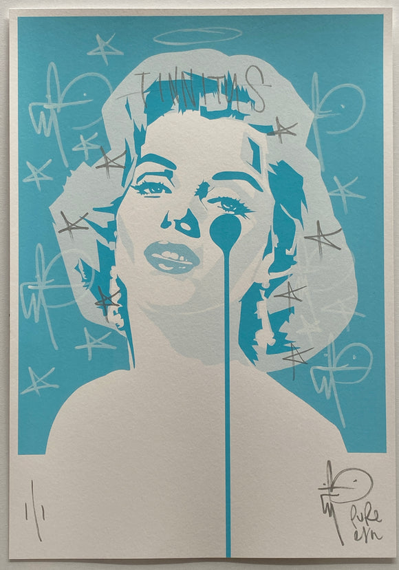 Handfinished ACBF print 2023 - Glitch Marilyn - Tinnitus