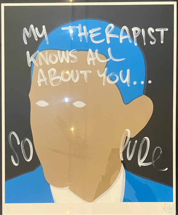Crying Obama - my Therapist knows all about you handfinished screenprint
