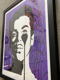 Handfinished Prince Print framed - purple pure prince