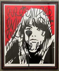 Françoise Hardy framed with inner edge glow - Les Femmes qui Pleurent Sont en Colère – "Women Who Cry are Angry".