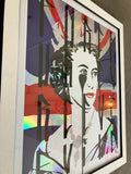 Platinum Queen Handfinished framed in painted frame - Black krink pixacao in custom frame with ‘ghost’ rear glowing frame