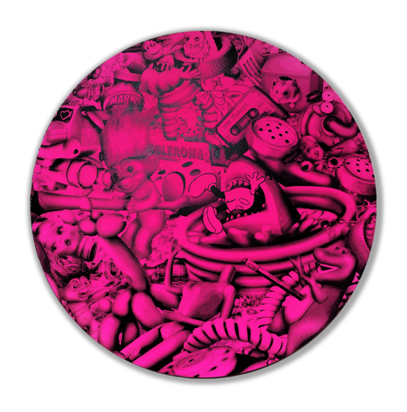 The Cameron Twins - Battle of Playthings Circle 3 - Black/Pink - Original Silkscreen on Wood