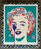 Handfinished Marilyn Classic - blue holograms - In crazy hologram tape custom frame