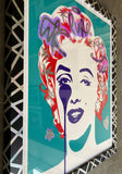 Handfinished Marilyn Classic - blue holograms - In crazy hologram tape custom frame