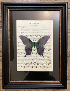 Crossie - Belle Epoque series stencil on Antique book pages Framed