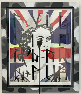 Platinum Queen - Handfinished in camo painted frame - black pixacao tags
