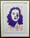 Hedy Lamar - stars - Handfinished framed mini print