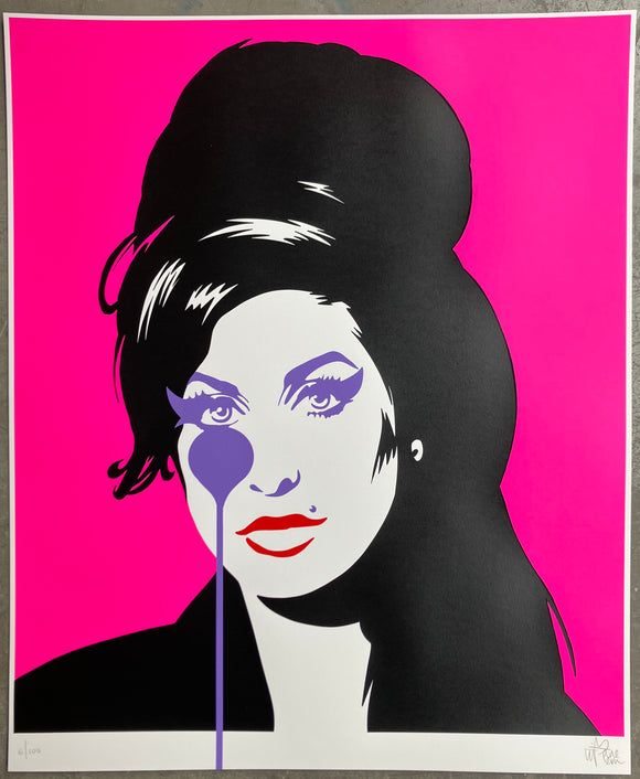 Amy Winehouse PINK - If I had a penny for every person who asked me to do an Amy Winehouse print , I would have £9.75 by now