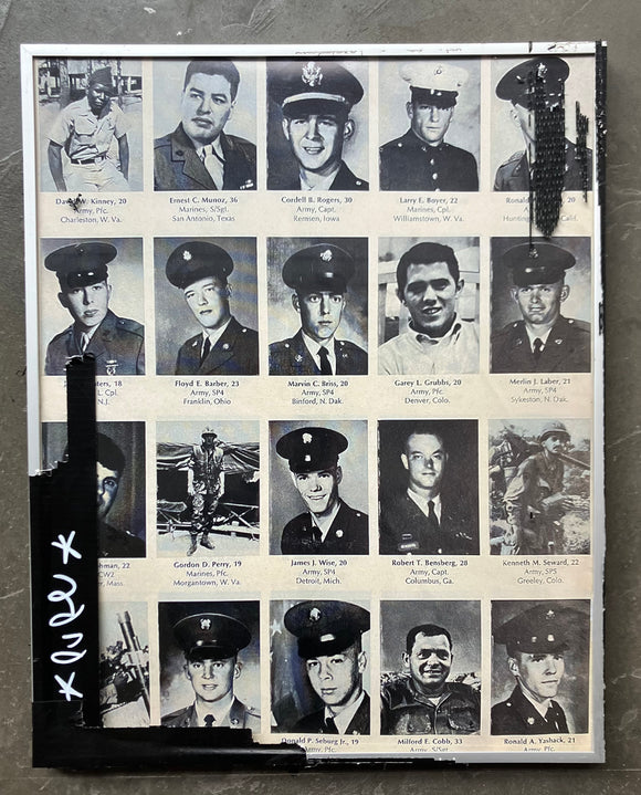 The Faces of the American Dead in Vietnam: One Week’s Toll - Tryptych in custom found frames