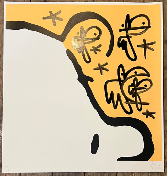 Charlie Brown - Unique colour yellow hand finished screenprint