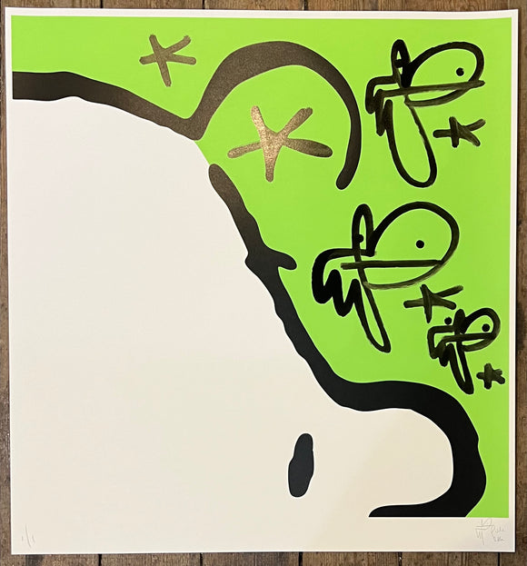 Charlie Brown - Unique colour green hand finished screenprint