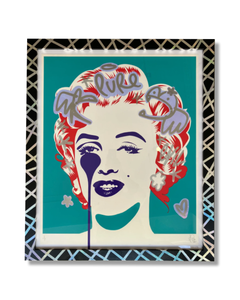 Handfinished Marilyn Classic - blue holograms - In crazy hologram tape custom frame