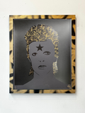 Gold on Black Star - handfinished screenprint in custom frame