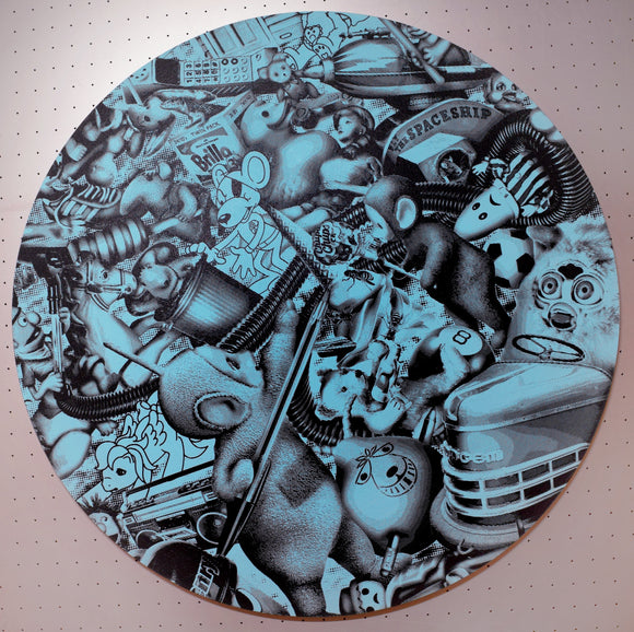 The Cameron Twins - Battle of Playthings Circle 1 - Black/Blue - Original Silkscreen on Wood