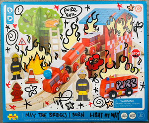 May the bridges I burn light my way - hand-finished cardboard box in frame