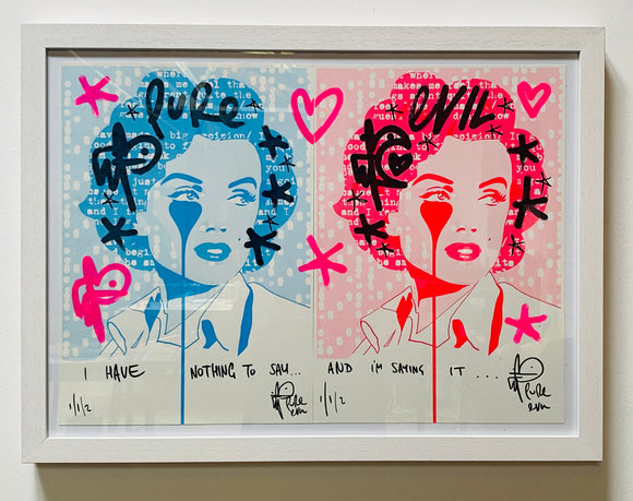 Marilyn Blue & Pink Diptych prints framed - I have nothing to say, and I’m saying it