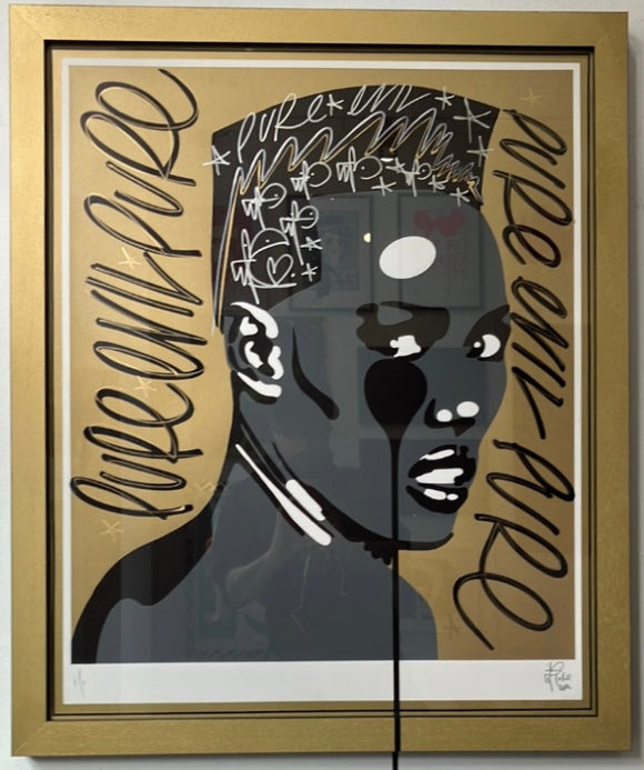 Handfinished Grace Jones screenprint - Totally vertical in triple accent frame