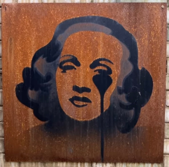 Marlene Dietrich on Steel - Rust never sleeps