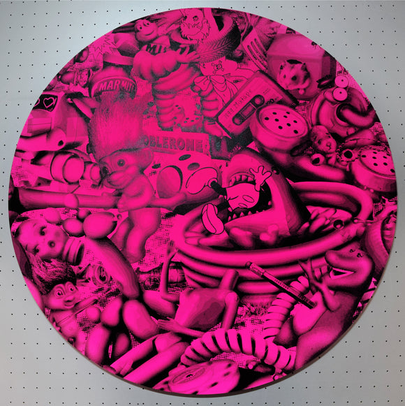 The Cameron Twins - Battle of Playthings Circle 3 - Black/Pink - Original Silkscreen on Wood