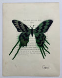 Crossie - La Belle Epoque series stencil on antique book pages  (unframed)