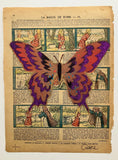 Crossie - La Belle Epoque series stencil on antique book pages  (unframed)