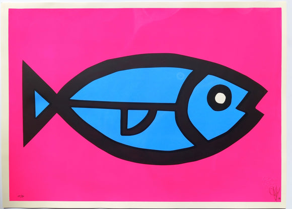 SHN - Blue Fish on Pink