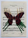 Crossie - La Belle Epoque series stencil on antique book pages  (unframed)