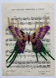 Crossie - La Belle Epoque series stencil on antique book pages  (unframed)