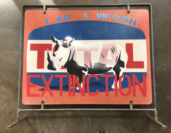 White Rhino - Total Extinction - 2 sided sign