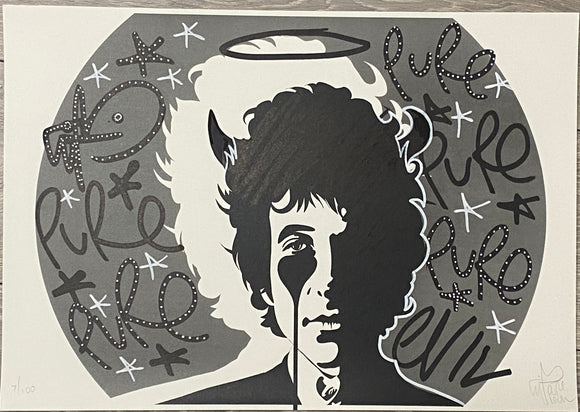 Handfinished print - Bob Dylan Devil Horns