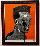 Handfinished Grace Jones screenprint - The oyster shucker - in handfinished double glow frame