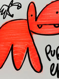 Bunny tag canvas fluoro orange - Little bugger