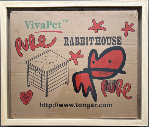 Pure rabbit House - hand-finished cardboard box - framed