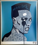 Handfinished Blue Grace Jones screenprint - Night night clubbing