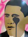 Crying Obama with Pink Fluoro Tags Framed with non reflective glass