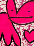 Bunny tag canvas fluoro pink - There’s only one drip