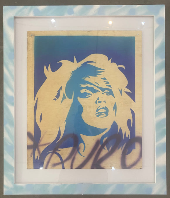 Blondie on Wood in custom frame