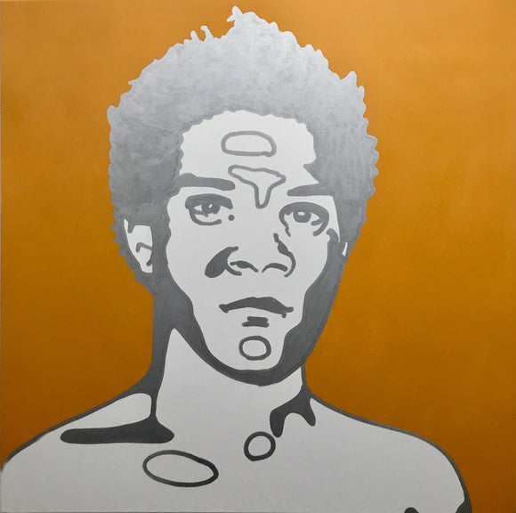 Solid Silver Basquiat  - Miami Canvas - silver tray frame