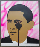 Crying Obama with Pink Fluoro Tags Framed with non reflective glass