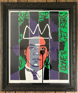 King Samo - Gone to get ribs Tagged Basquiat Collage in ornate frame