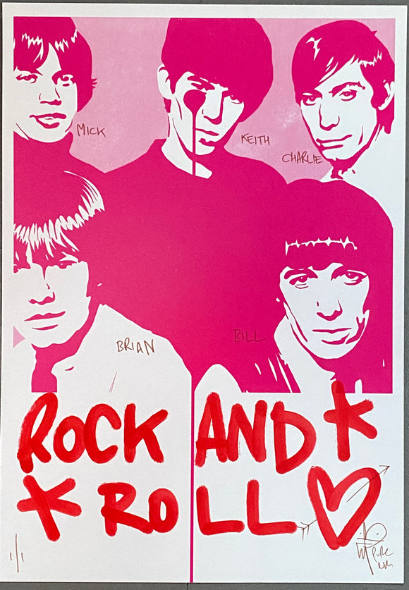 Rolling Stones rock and roll - Handfinished ACBF print