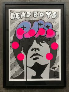 Handfinished mini print - Brian Jones Dead Boys - Framed