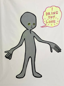 Grey Alien - I bring you love canvas