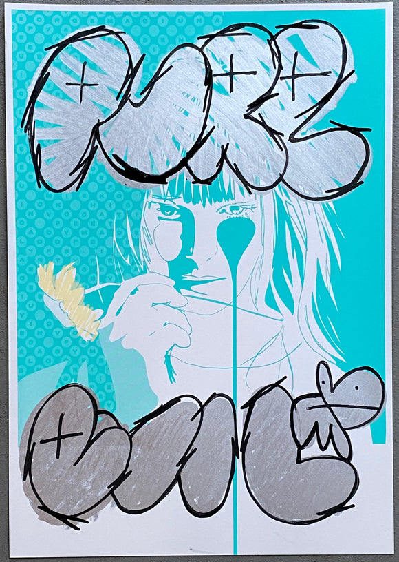 Handfinished ACBF screenprint - Jane Birkin Flower